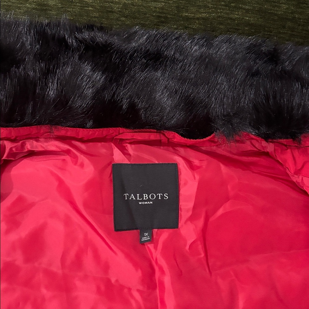 Talbots Red Quilted Removable Faux-Fur Collar Puffer Vest‎ Size XL NWOT - Picture 7 of 15